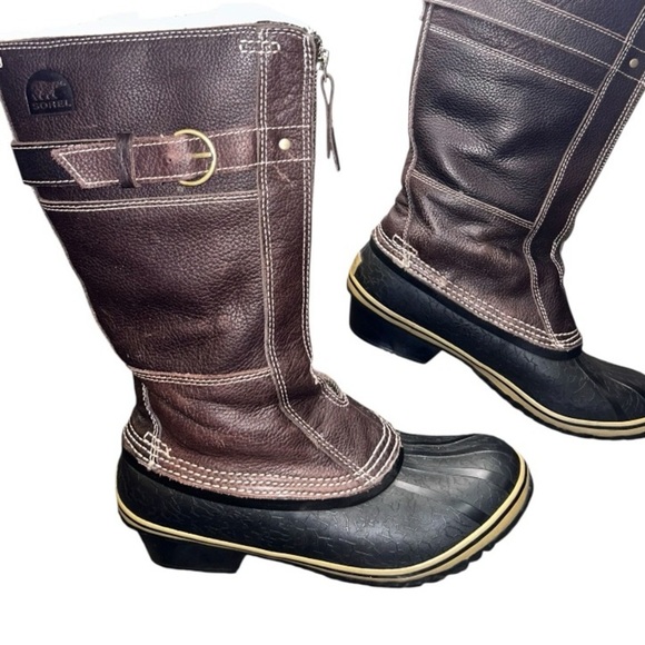 Sorel Shoes - SOREL GRIZZLY BEAR BROWN & BLACK TALL WINTER/ WATERPROOF BOOTS WOMEN'S SIZE 9